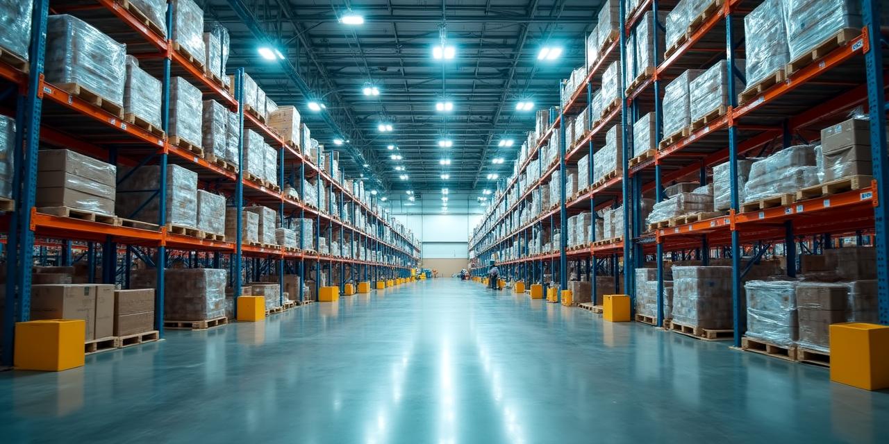 Modern logistics warehouse with high-throughput machinery