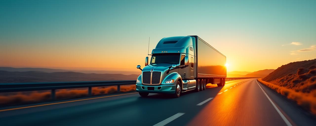 Heavy-duty logistics truck on a sunset highway